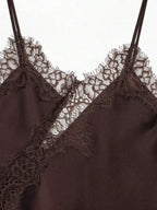 Contrast Lace Spaghetti Strap Top