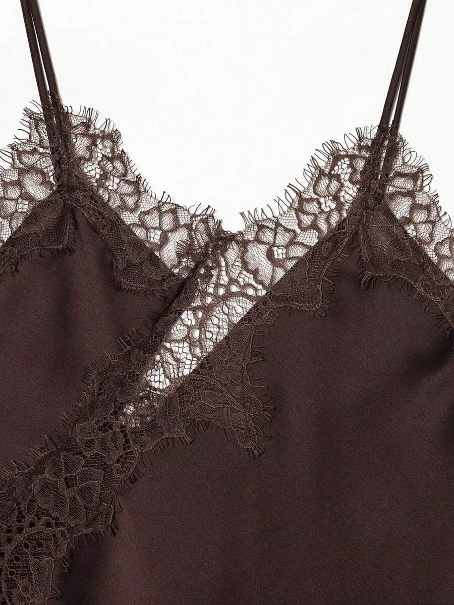Contrast Lace Spaghetti Strap Top