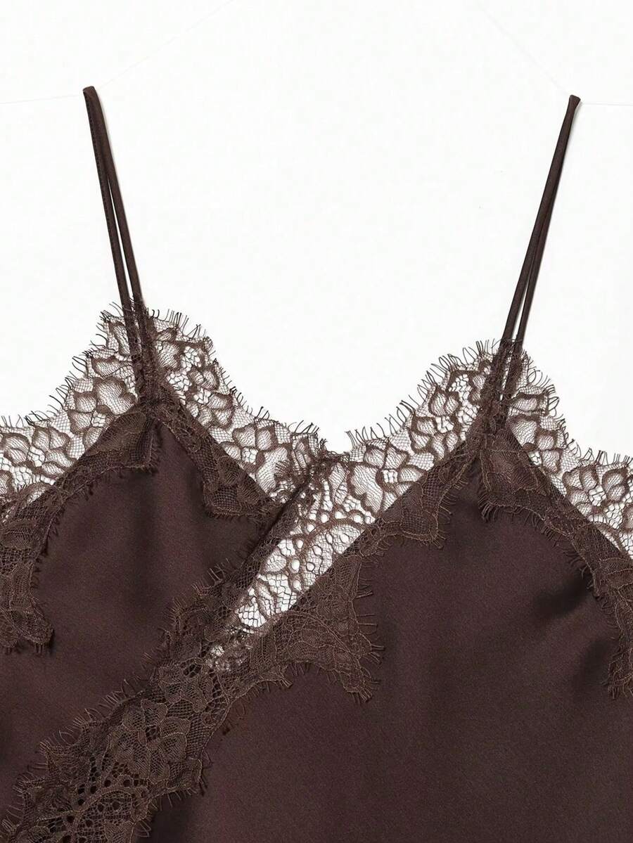 Contrast Lace Spaghetti Strap Top