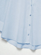Sky Blue Button Front Shirt For Women Casual Office Everyday Wear Versatile Daily Shirt