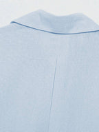 Sky Blue Button Front Shirt For Women Casual Office Everyday Wear Versatile Daily Shirt