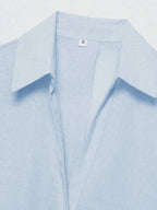 Sky Blue Button Front Shirt For Women Casual Office Everyday Wear Versatile Daily Shirt