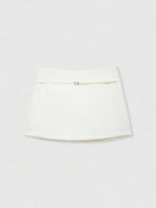 Zipper Waist Belted Midi Skort