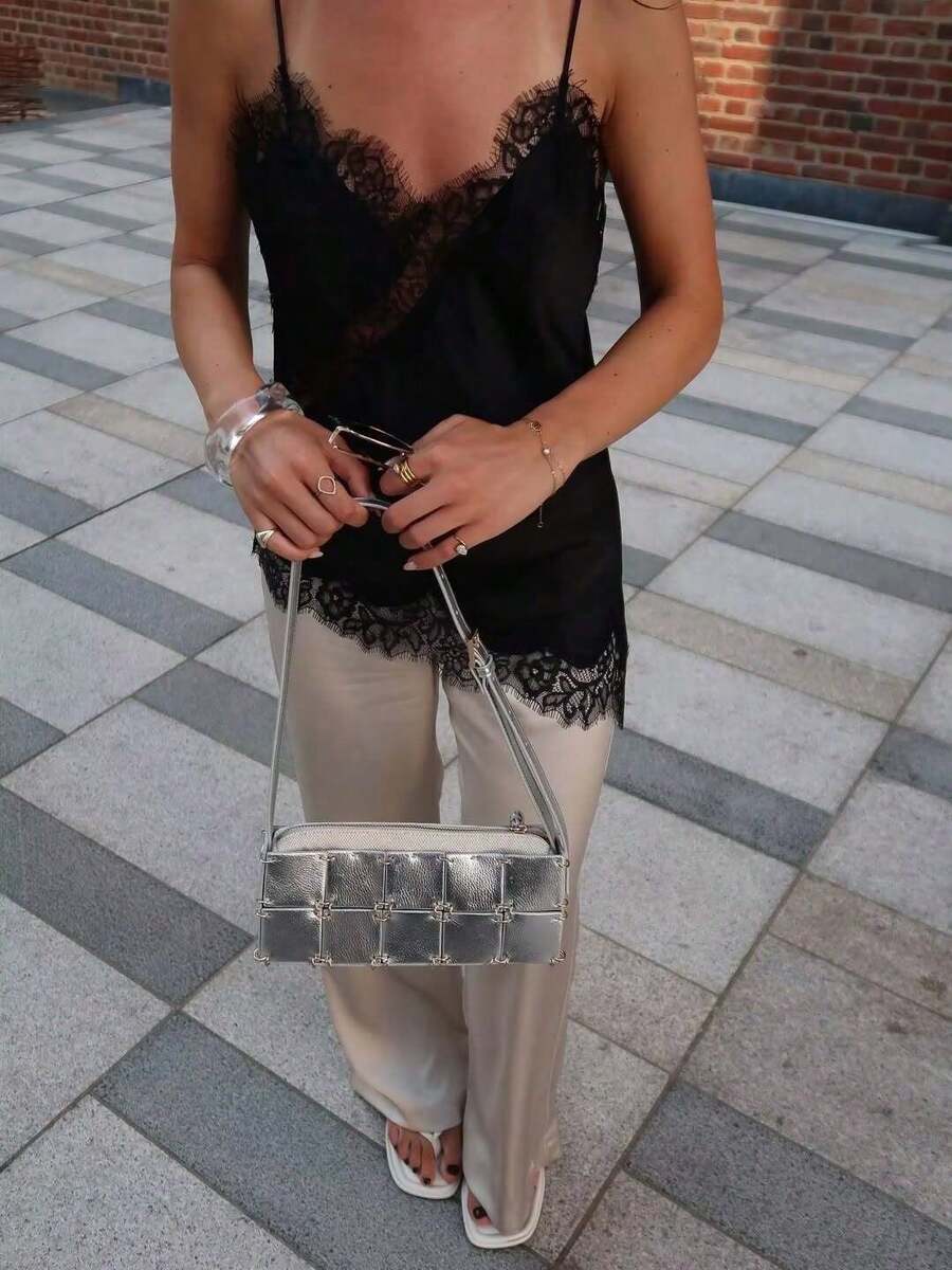 Contrast Lace Spaghetti Strap Top