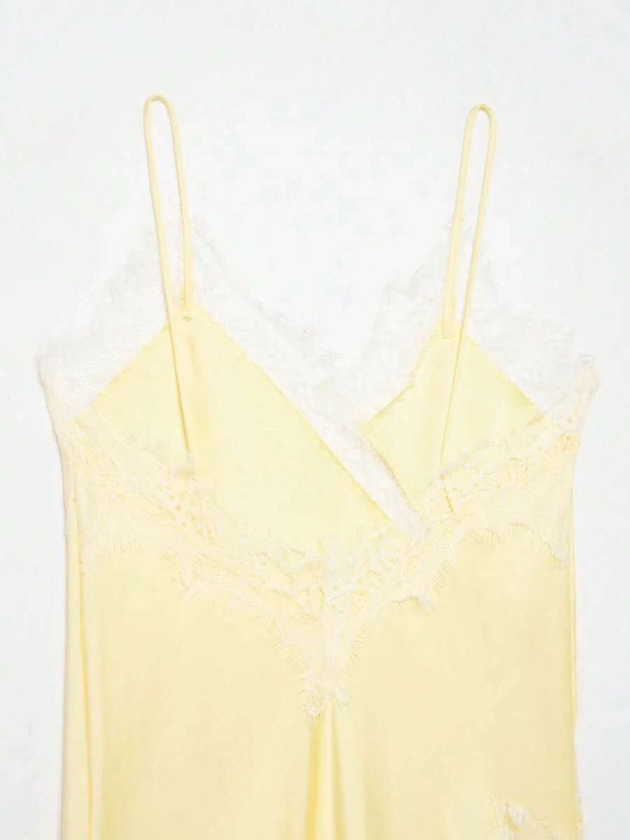 Contrast Lace Spaghetti Strap Top