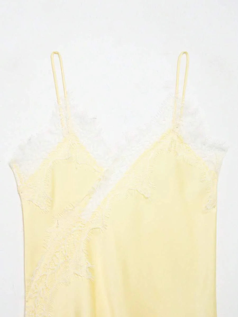 Contrast Lace Spaghetti Strap Top