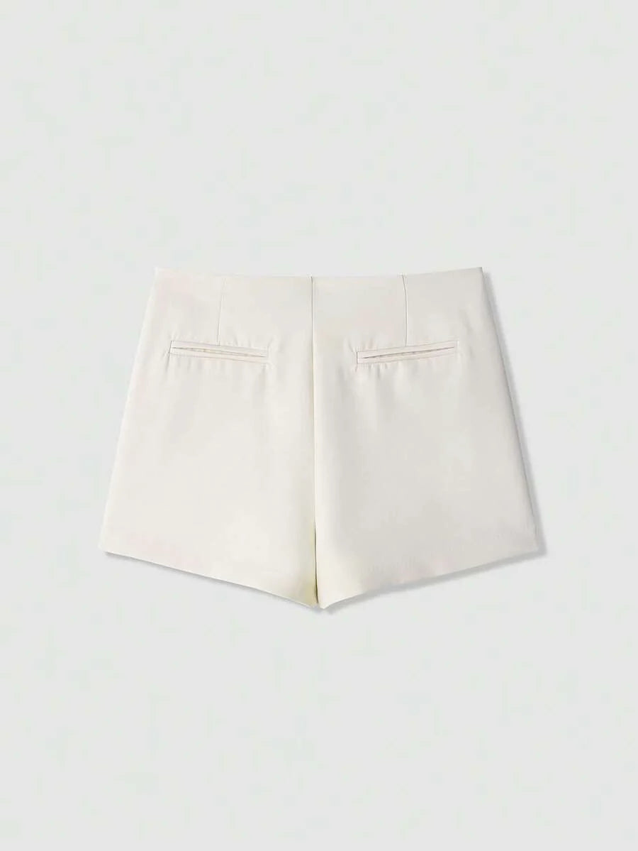 Asymmetric Skort For Casual Everyday Wear With Zipper Fly Faux Pockets And Travel Ready Comfort