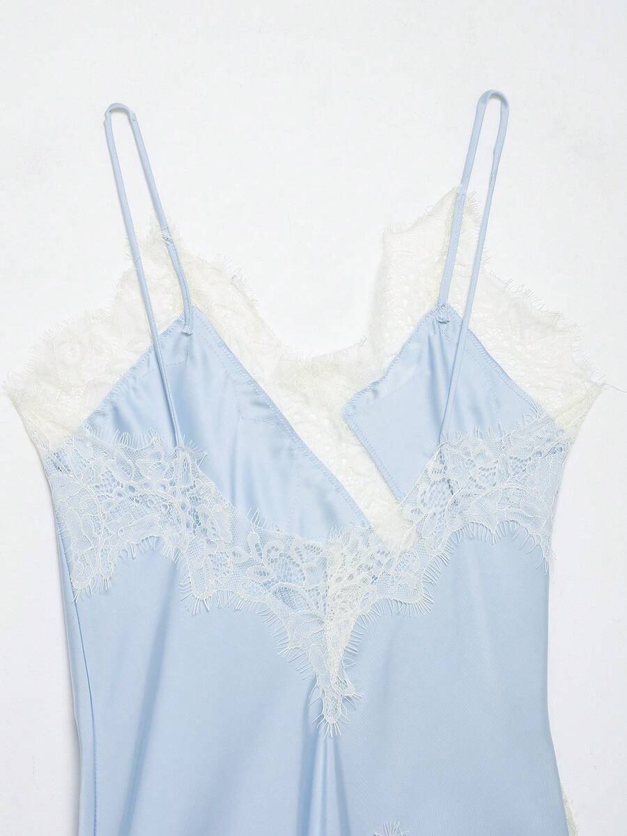 Contrast Lace Spaghetti Strap Top