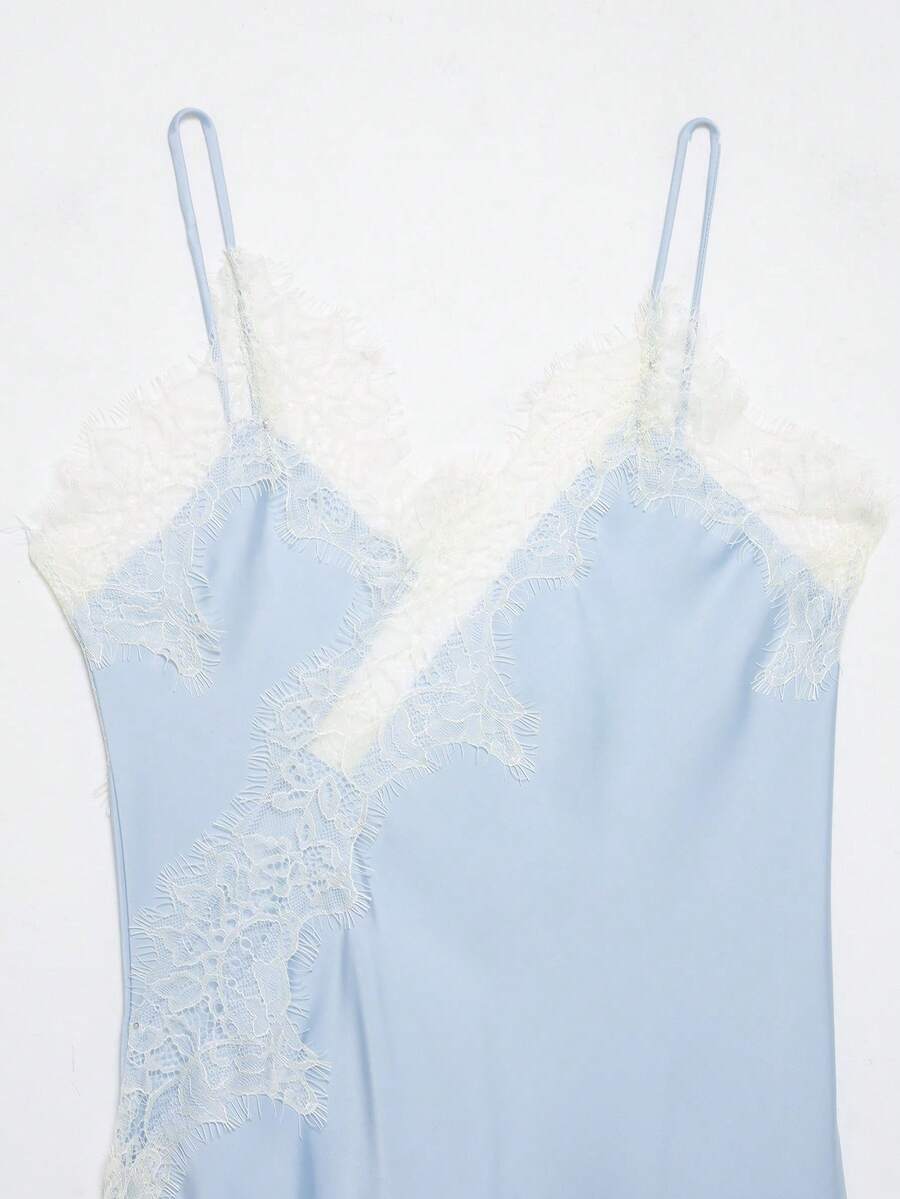 Contrast Lace Spaghetti Strap Top