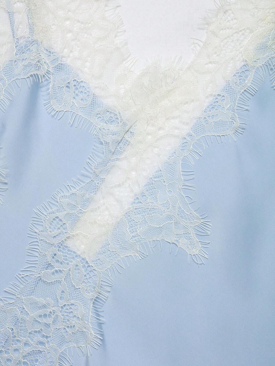 Contrast Lace Spaghetti Strap Top
