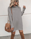 Marcelle Mock Neck Knit Dress Light Mocha