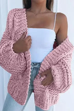 Plush Batwing Sleeve Knit Cardigan