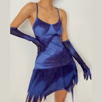 Cross open back ruffled gloves dress