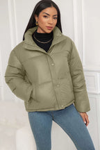 Cropped Stand Collar Puffer Jacket