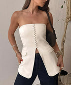 Split Corset Slim Vest Strapless