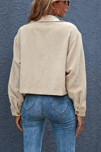 Flap Pockets Turn Down Collar Corduroy Shacket