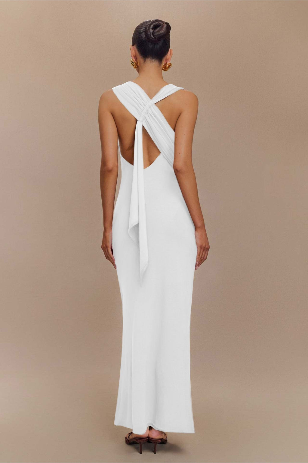 CrossTie LowBack Maxi Party Dress