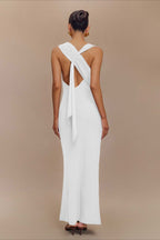CrossTie LowBack Maxi Party Dress