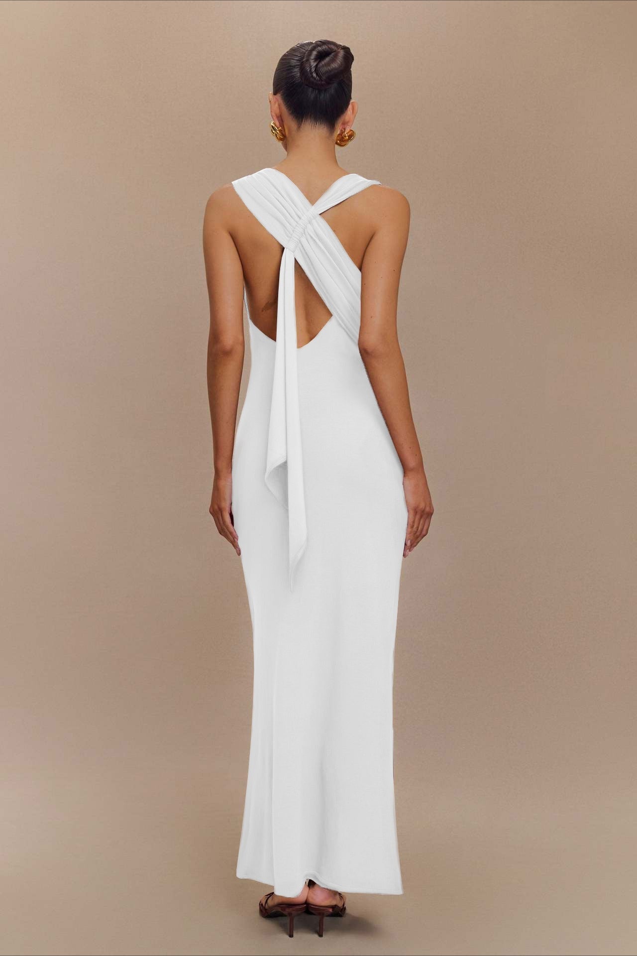 CrossTie LowBack Maxi Party Dress