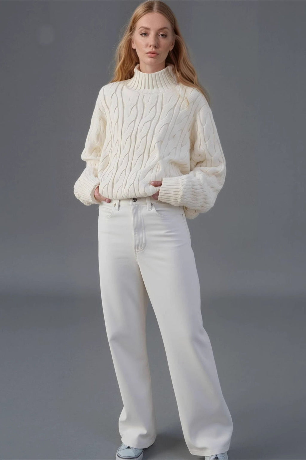 Cozy Half Neck Cable Sweater