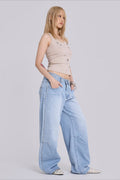 Beaded Wide Leg Denim Jeans