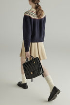 Wool Crew Neck Long Sleeve Single Breasted Cardigan