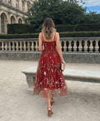 Party Mesh Flowered A Embroidery for Gown Line Summer