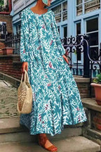Jenny Aesthetic Printed Long Sleeve Dress, Casual Maxi Dress Premium Wardrobe Essential