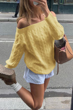 Solid Off Shoulder Pullover Sweater