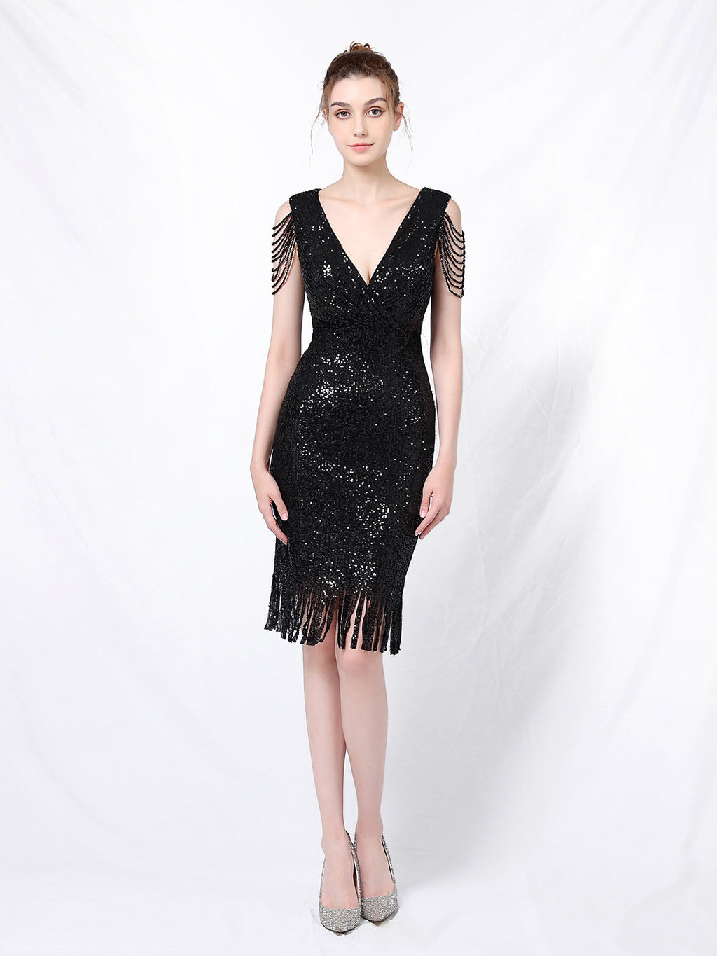 Sequin long fishtail evening dress