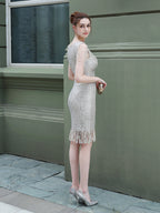 Sequin long fishtail evening dress