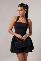 Low-Back Ruffle Mini Party Dress