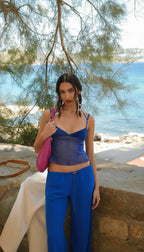 Semi Sheer Mesh Crop Cami Top