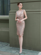 Sequin long fishtail evening dress