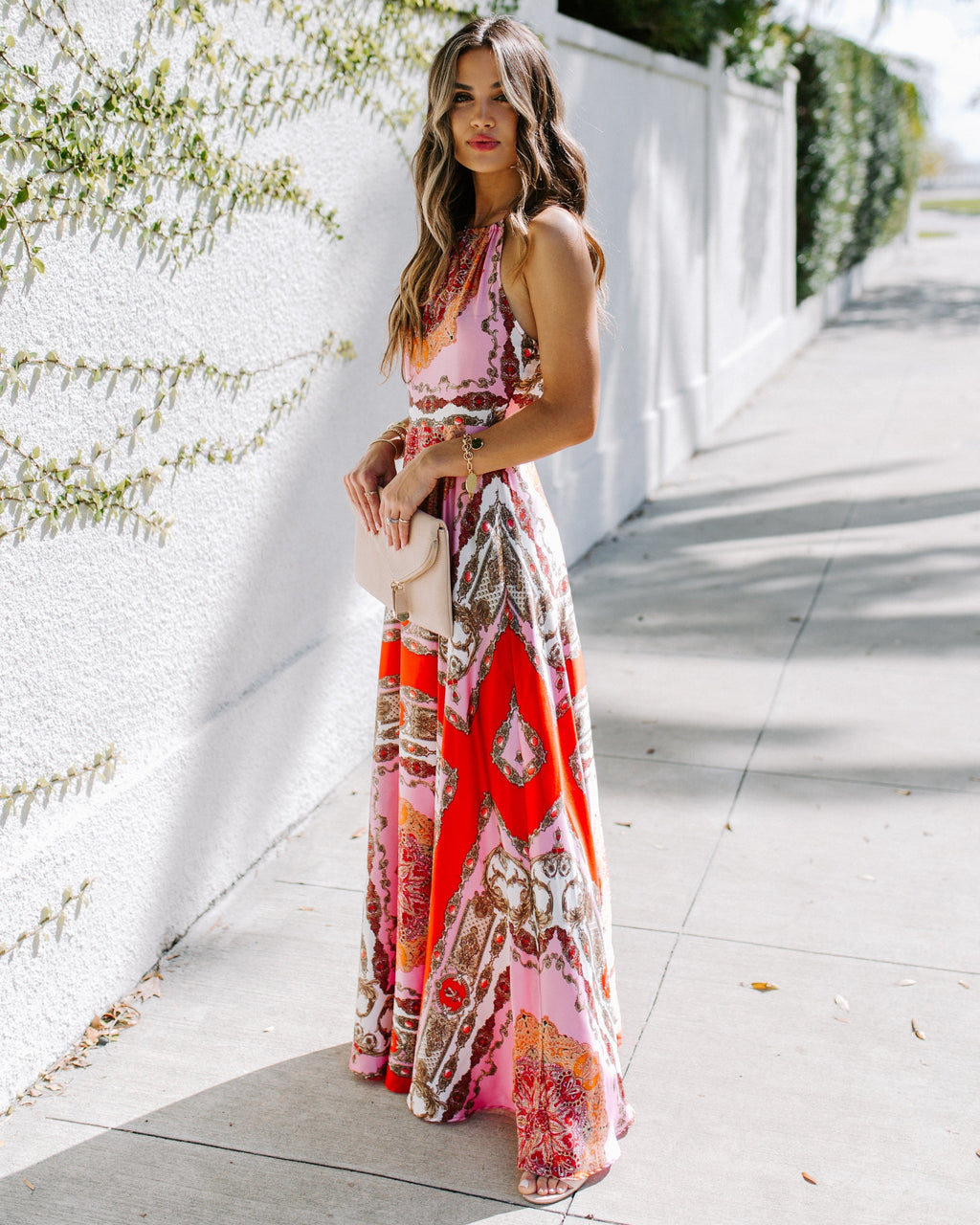 PREORDER Reina Printed Halter Maxi Dress