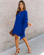Side To Side One Shoulder Statement Dress Royal Blue