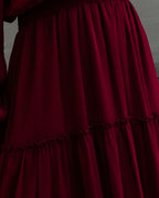 Alicia Off The Shoulder Tiered Midi Dress Burgundy