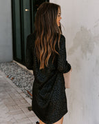 First Kiss Satin Embossed Leopard Tunic Black