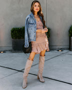 Let's Tango Pocketed Ruffle Dress Light Mocha