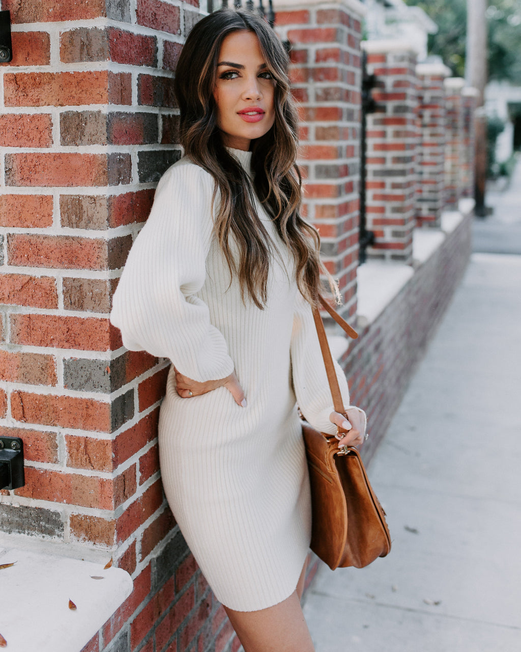 December To Remember Mock Neck Sweater Dress Ivory