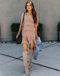 Let's Tango Pocketed Ruffle Dress Light Mocha