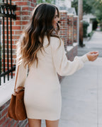 December To Remember Mock Neck Sweater Dress Ivory