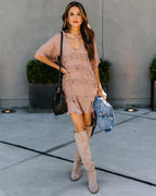 Let's Tango Pocketed Ruffle Dress Light Mocha