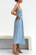 High Waist ALine Denim Dress