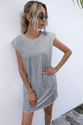 Hilton Cotton Blend Padded T Shirt Dress Heather Grey FINAL