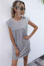 Hilton Cotton Blend Padded T Shirt Dress Heather Grey FINAL