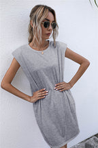 Hilton Cotton Blend Padded T Shirt Dress Heather Grey FINAL