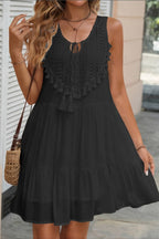 U-Neck Sleeveless Lace Fringe Boho Dress