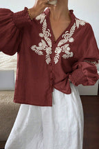 Everyday Luck Floral Embroidered Cotton Top - 5 Colors