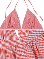 Etty Plaid Backless Top